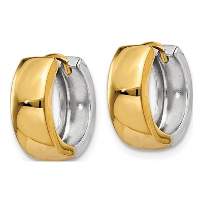 10K Two-Tone Gold 10mm Huggie Hoop Earrings – view 3