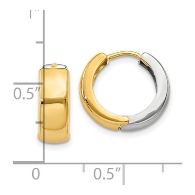 10K Two-Tone Gold 10mm Huggie Hoop Earrings – view 5