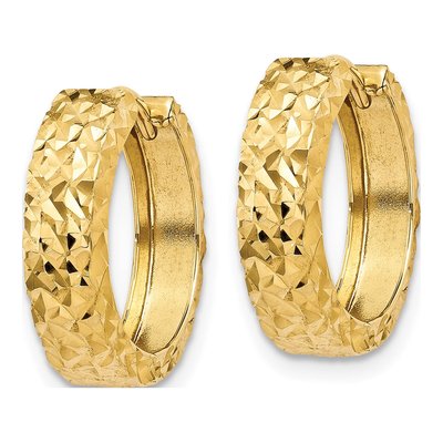 10K Yellow Gold Diamond-Cut Huggie Hoop Earrings – view 3