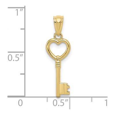 10K Yellow Gold Heart Key Pendant – view 4