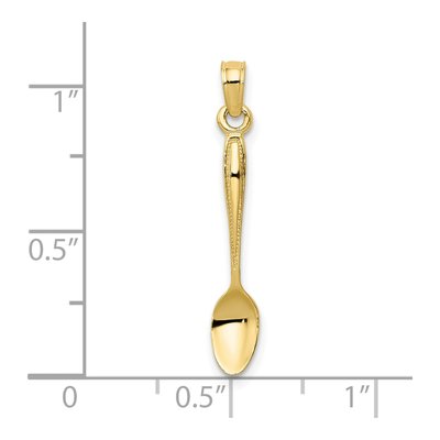 10K Yellow Gold 3D Table Spoon Pendant – view 4