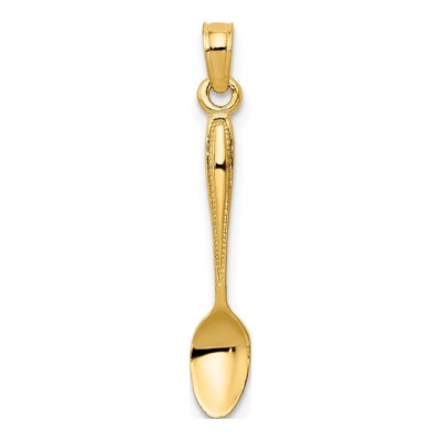 10K Yellow Gold 3D Table Spoon Pendant