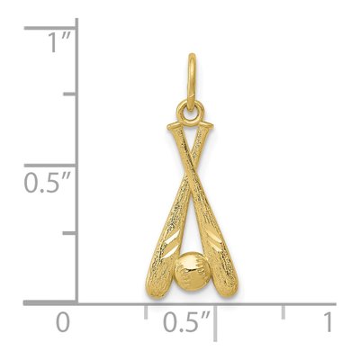 10K Yellow Gold Baseball Bats Ball Pendant – view 4