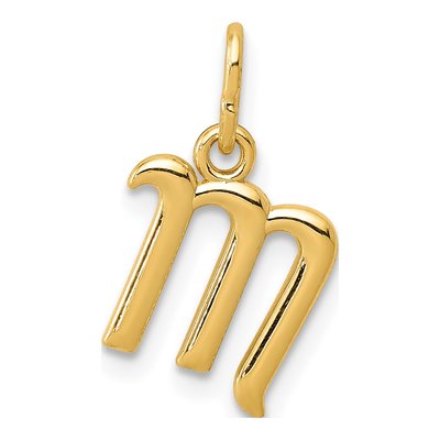 10K Yellow Gold Lowercase Letter M Charm
