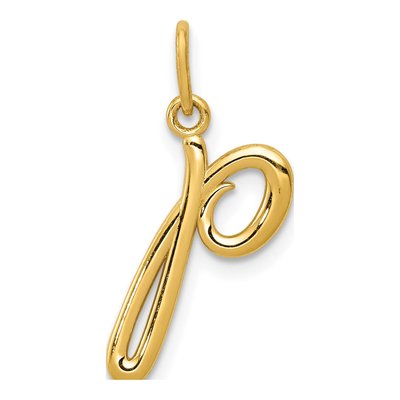 10K Yellow Gold Lowercase Letter P Charm