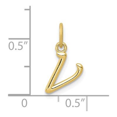 10K Yellow Gold Lowercase Letter V Charm – view 5
