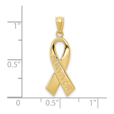 10K Yellow Gold Survivor Awareness Ribbon Pendant – view 4