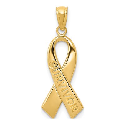 10K Yellow Gold Survivor Awareness Ribbon Pendant