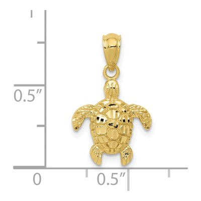 10K Yellow Gold Diamond-Cut Turtle Pendant – view 4