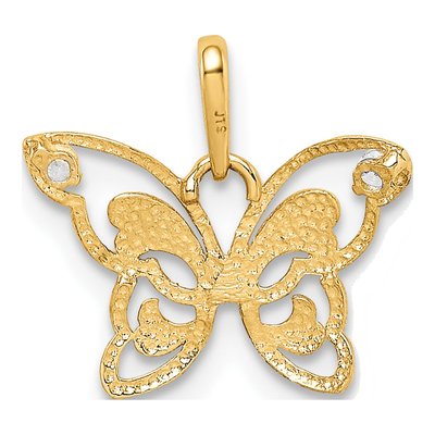 10K Yellow Gold CZ Butterfly Pendant – view 4