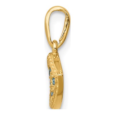10K Yellow Gold Blue CZ Eye Pendant – view 3
