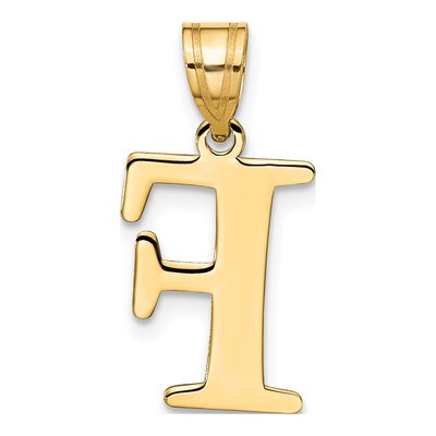 10K Yellow Gold Large Letter F Pendant – view 3