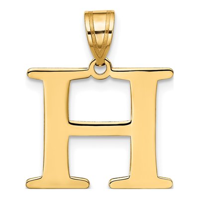 10K Yellow Gold Large Letter H Pendant – view 3