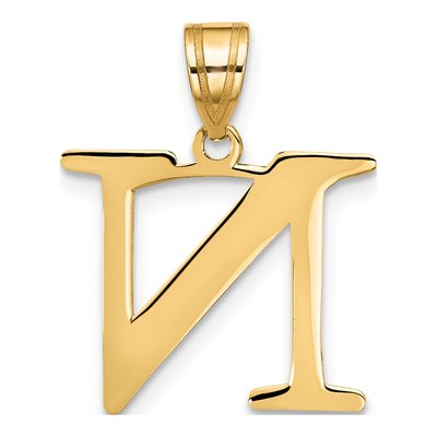 10K Yellow Gold Large Letter N Pendant – view 3
