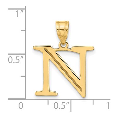 10K Yellow Gold Large Letter N Pendant – view 4