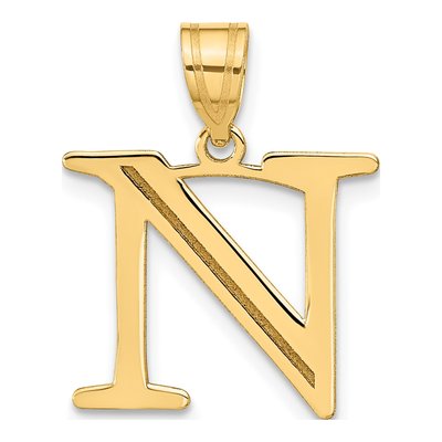10K Yellow Gold Large Letter N Pendant