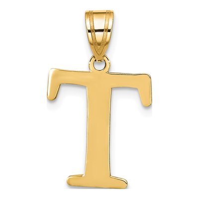 10K Yellow Gold Large Letter T Pendant – view 3