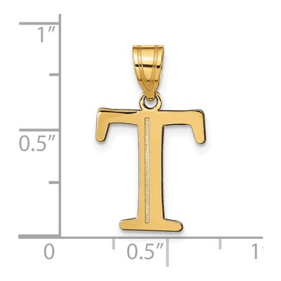 10K Yellow Gold Large Letter T Pendant – view 4