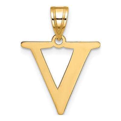 10K Yellow Gold Large Letter V Pendant – view 4