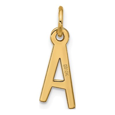10K Yellow Gold Block Initial A Pendant – view 4