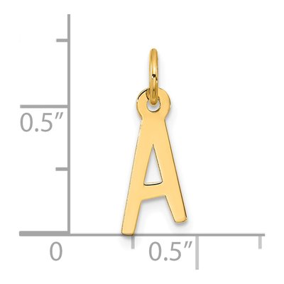 10K Yellow Gold Block Initial A Pendant – view 5