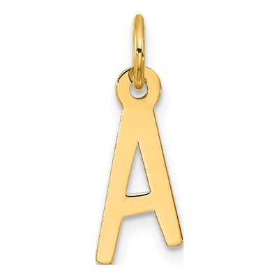 10K Yellow Gold Block Initial A Pendant