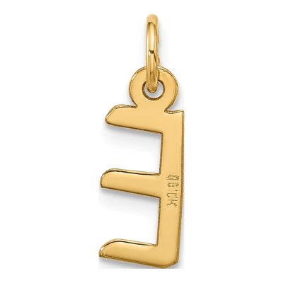 10K Yellow Gold Large Slanted Block Initial E Charm – view 3