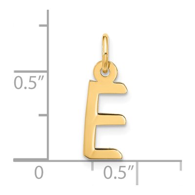 10K Yellow Gold Large Slanted Block Initial E Charm – view 4