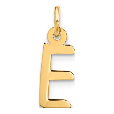 10K Yellow Gold Large Slanted Block Initial E Charm