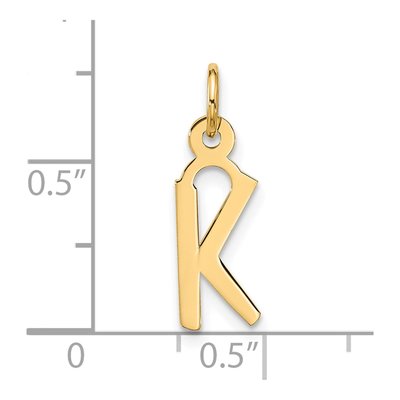 10K Yellow Gold Large Block Initial K Charm – view 5