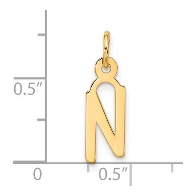 10K Yellow Gold Block Initial N Pendant – view 5