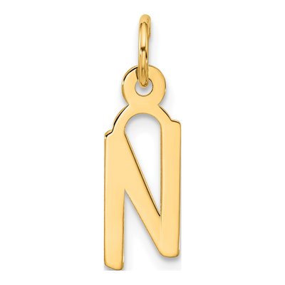10K Yellow Gold Block Initial N Pendant