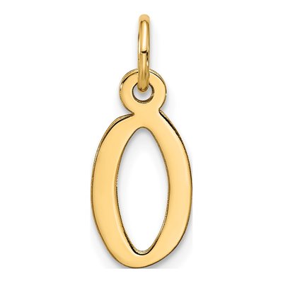 10K Yellow Gold Block Initial O Pendant – view 4