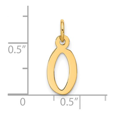 10K Yellow Gold Block Initial O Pendant – view 5