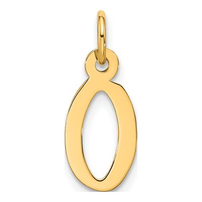 10K Yellow Gold Block Initial O Pendant