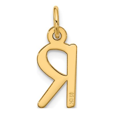 10K Yellow Gold Block Initial R Pendant – view 3