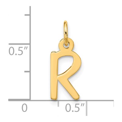 10K Yellow Gold Block Initial R Pendant – view 4