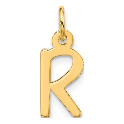 10K Yellow Gold Block Initial R Pendant