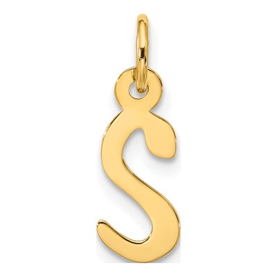 10K Yellow Gold Large Block Initial S Charm