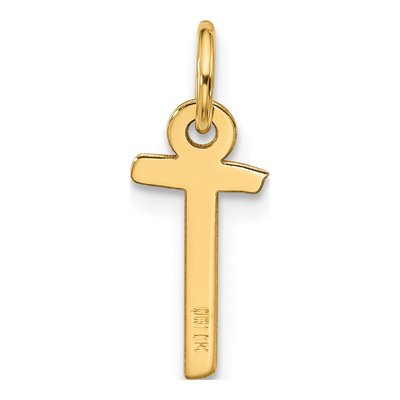 10K Yellow Gold Block Initial T Pendant – view 3