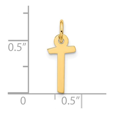 10K Yellow Gold Block Initial T Pendant – view 4