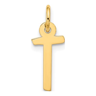 10K Yellow Gold Block Initial T Pendant