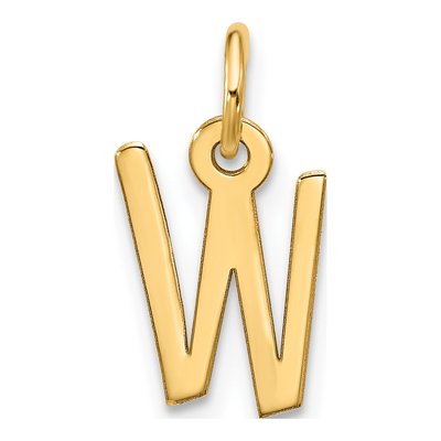 10K Yellow Gold Block Initial W Pendant – view 4