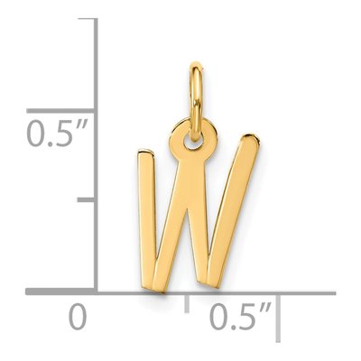 10K Yellow Gold Block Initial W Pendant – view 5