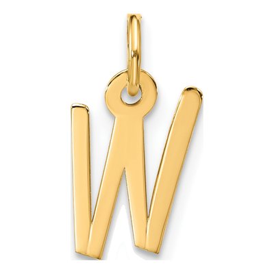 10K Yellow Gold Block Initial W Pendant