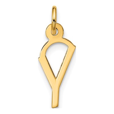 10K Yellow Gold Large Block Initial Y Charm