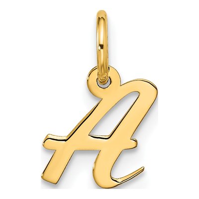 10K Yellow Gold Script Initial A Pendant