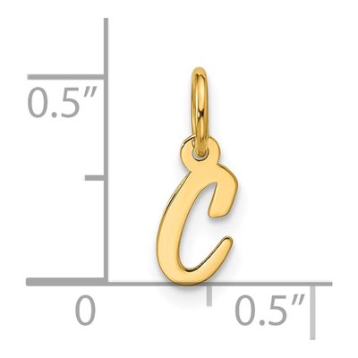 10K Yellow Gold Small Script Initial C Charm – view 4