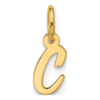 10K Yellow Gold Small Script Initial C Charm