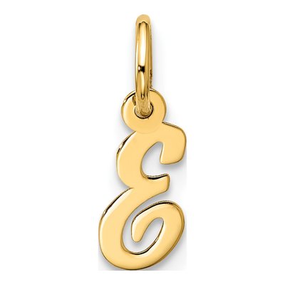 10K Yellow Gold Script Initial E Charm